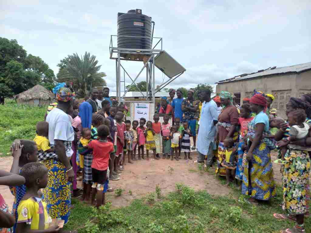 Solar-powered water well in rural Africa